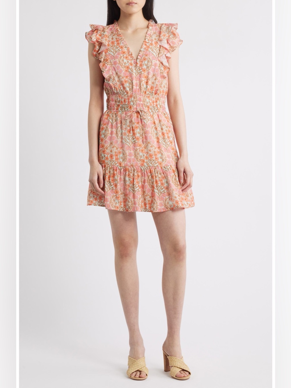 PAIGE Muriel Floral Print Dress Women’s Size 6 Ruffle V Neck